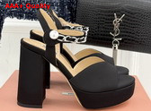Miu Miu Platform Sandal in Black Satin Replica