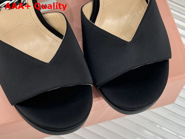 Miu Miu Platform Sandal in Black Satin Replica
