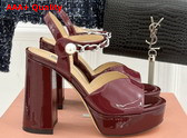 Miu Miu Platform Sandal in Dark Red Patent Leather Replica
