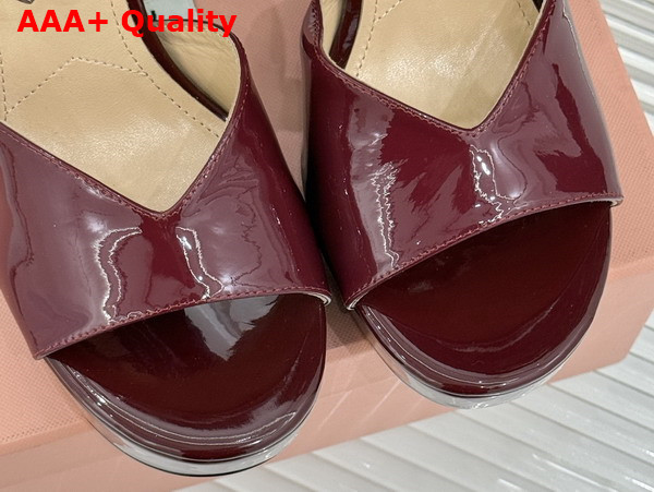 Miu Miu Platform Sandal in Dark Red Patent Leather Replica