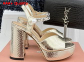 Miu Miu Platform Sandal in Gold Python Leather Replica