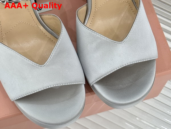 Miu Miu Platform Sandal in Light Grey Satin Replica