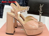 Miu Miu Platform Sandal in Nude Patent Leather Replica