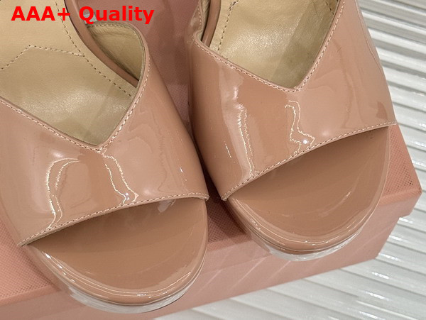 Miu Miu Platform Sandal in Nude Patent Leather Replica