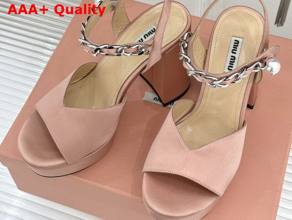 Miu Miu Platform Sandal in Pink Satin Replica