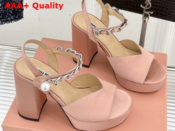 Miu Miu Platform Sandal in Pink Satin Replica