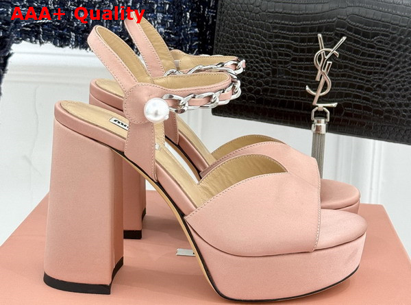 Miu Miu Platform Sandal in Pink Satin Replica