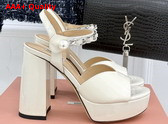 Miu Miu Platform Sandal in White Patent Leather Replica