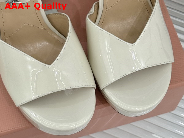 Miu Miu Platform Sandal in White Patent Leather Replica