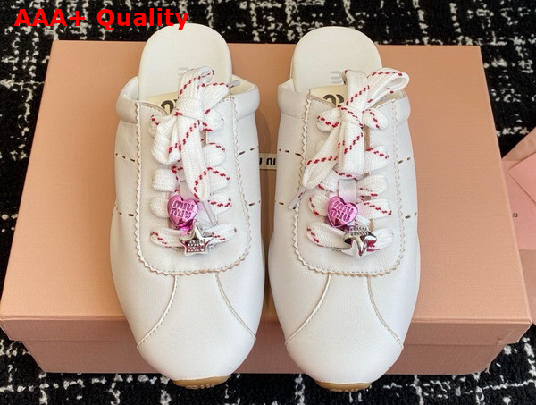 Miu Miu Plume Leather Mules in White 5E467E Replica