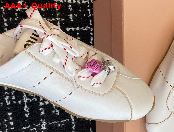 Miu Miu Plume Leather Mules in White 5E467E Replica