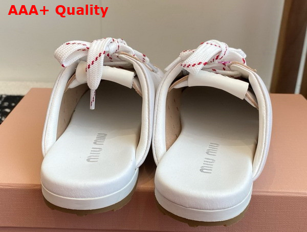 Miu Miu Plume Leather Mules in White 5E467E Replica