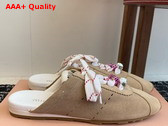 Miu Miu Plume Suede Mules in Desert Beige 5E467E Replica