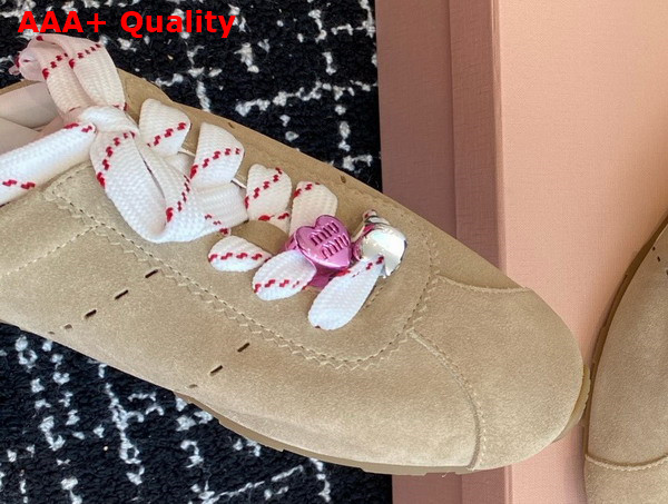Miu Miu Plume Suede Mules in Desert Beige 5E467E Replica