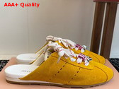 Miu Miu Plume Suede Mules in Yellow 5E467E Replica