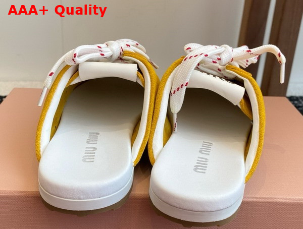 Miu Miu Plume Suede Mules in Yellow 5E467E Replica
