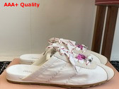 Miu Miu Plume Technical Fabric and Suede Mules in White 5E467E Replica