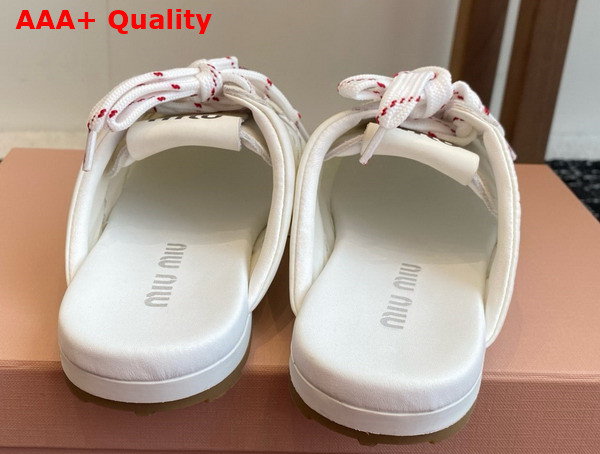 Miu Miu Plume Technical Fabric and Suede Mules in White 5E467E Replica
