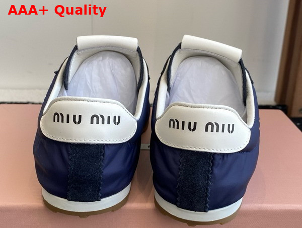 Miu Miu Plume Technical Fabric and Suede Sneakers in Blue 5E114E Replica
