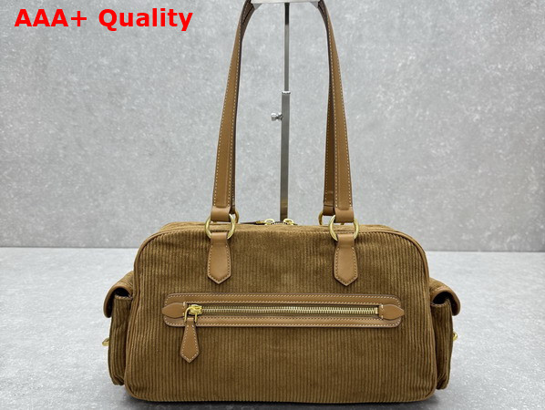 Miu Miu Pocket Corduroy Top Handle Bag in Cord 5BB179 Replica