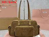 Miu Miu Pocket Corduroy Top Handle Bag in Cord 5BB179 Replica