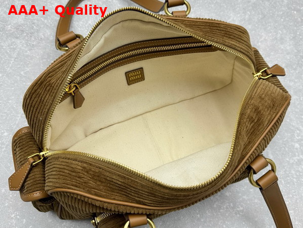 Miu Miu Pocket Corduroy Top Handle Bag in Cord 5BB179 Replica