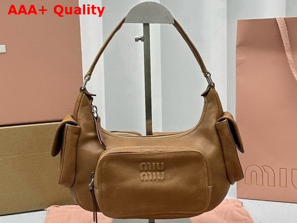 Miu Miu Pocket Nappa Leather Bag in Caramel Washed Leather 5BC146 Replica