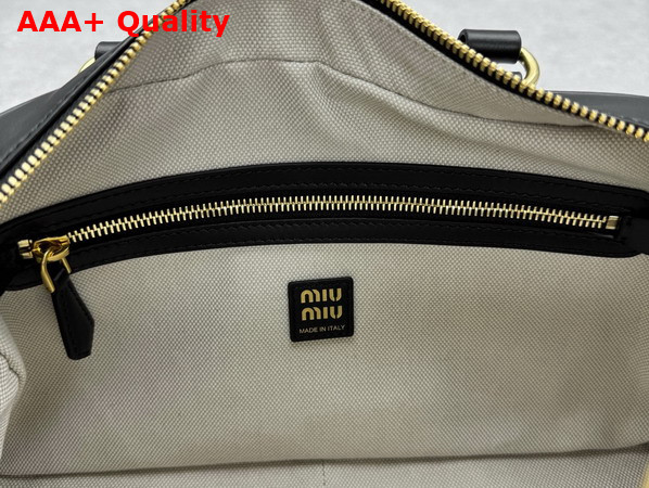 Miu Miu Pocket Nappa Leather Top Handle Bag in Black 5BB179 Replica