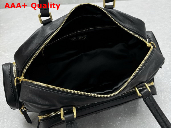 Miu Miu Pocket Washed Nappa Leather Bag in Black 5BB175 Replica