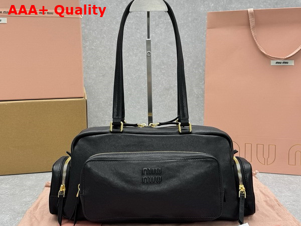 Miu Miu Pocket Washed Nappa Leather Bag in Black 5BB175 Replica