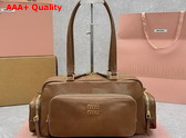 Miu Miu Pocket Washed Nappa Leather Bag in Oak 5BB175 Replica