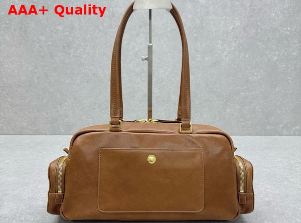 Miu Miu Pocket Washed Nappa Leather Bag in Oak 5BB175 Replica