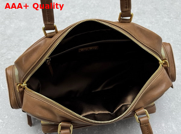Miu Miu Pocket Washed Nappa Leather Bag in Oak 5BB175 Replica