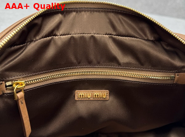Miu Miu Pocket Washed Nappa Leather Bag in Oak 5BB175 Replica