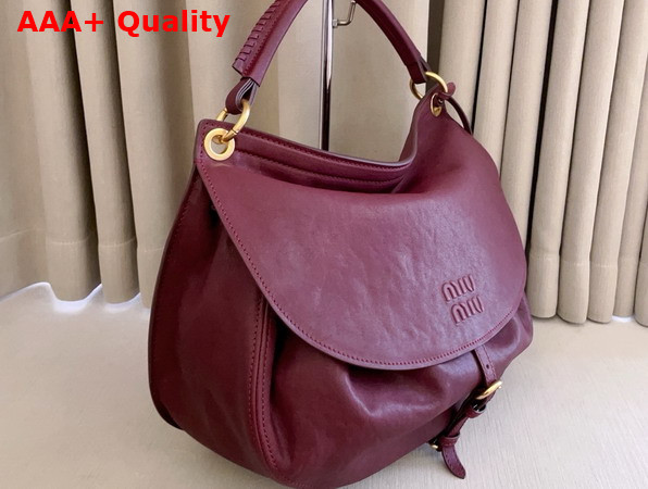 Miu Miu Rendez Vous Leather Bag in Amaranth Red 5BC219 Replica