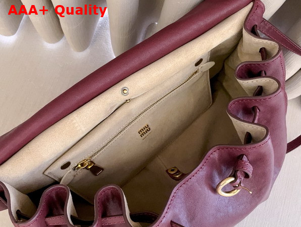 Miu Miu Rendez Vous Leather Bag in Amaranth Red 5BC219 Replica