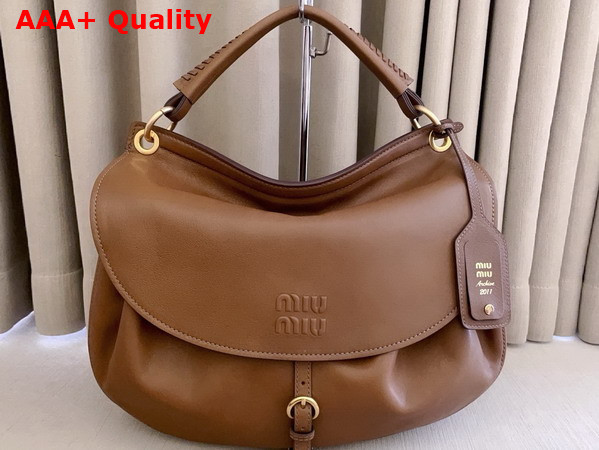 Miu Miu Rendez Vous Leather Bag in Oak 5BC219 Replica