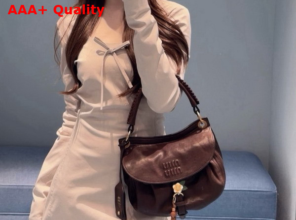 Miu Miu Rendez Vous Nappa Leather Bag in Briarwood 5BC221 Replica