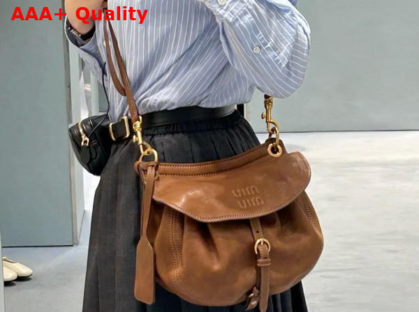 Miu Miu Rendez Vous Nappa Leather Bag in Oak 5BC221 Replica