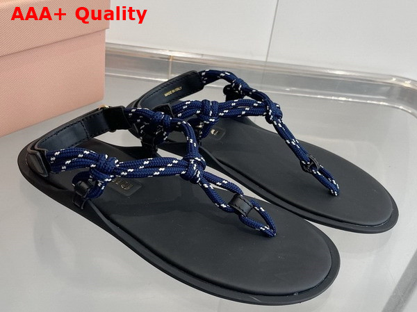 Miu Miu Riviere Cord and Leather Sandals Tobacco 5Y184E Replica