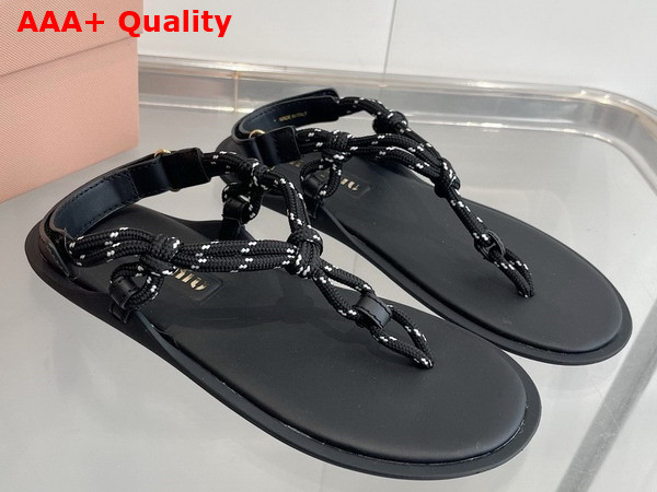 Miu Miu Riviere Cord and Leather Sandals Tobacco 5Y184E Replica