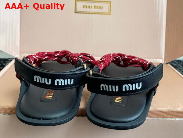 Miu Miu Riviere Cord and Leather Sandals in Amaranth Red and Maize Yellow 5X420E Replica