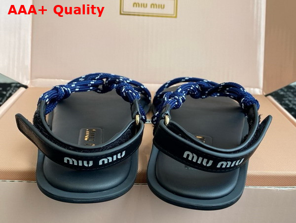 Miu Miu Riviere Cord and Leather Sandals in Baltic Blue 5X420E Replica