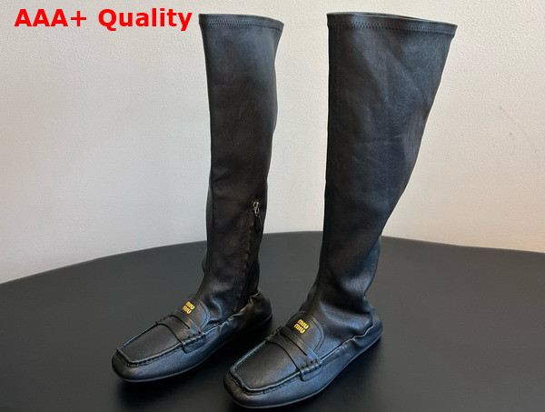 Miu Miu Ruches Nappa Leather Boots in Black 5W482E Replica