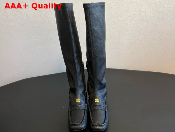 Miu Miu Ruches Nappa Leather Boots in Black 5W482E Replica