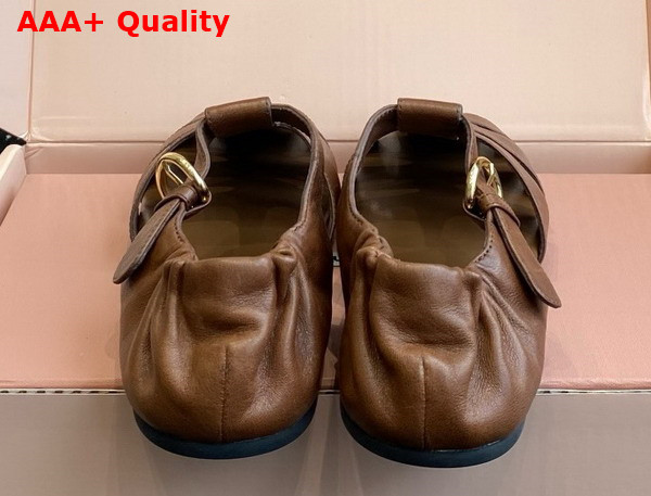 Miu Miu Ruches Nappa Leather Fishermans Sandals in Brown 5E395E Replica
