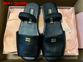 Miu Miu Ruches Nappa Leather Sandals in Black 5X372E Replica