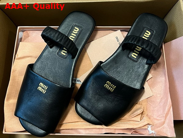 Miu Miu Ruches Nappa Leather Sandals in Black 5X372E Replica