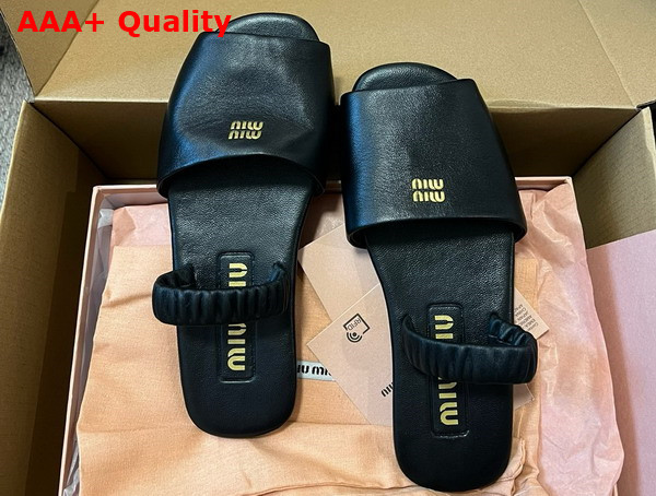 Miu Miu Ruches Nappa Leather Sandals in Black 5X372E Replica