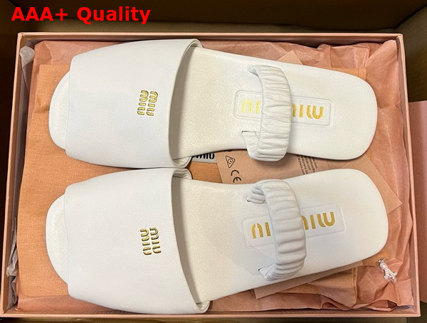 Miu Miu Ruches Nappa Leather Sandals in White 5X372E Replica